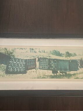 Vintage Framed Dick Brown Amish Quilts Art Print, Size 16” x 8” Framed